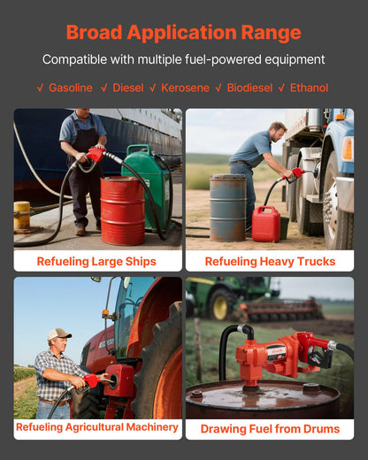 VEVOR Fuel Transfer Pump 110V, 15 GPM 57 L/min, AC Electric Oil Transfer Pump, with Auto Shut-Off Fuel Nozzle & Discharge Hose, High Flow Kit for Gasoline, Diesel, Kerosene, Biodiesel, Ethanol Blends