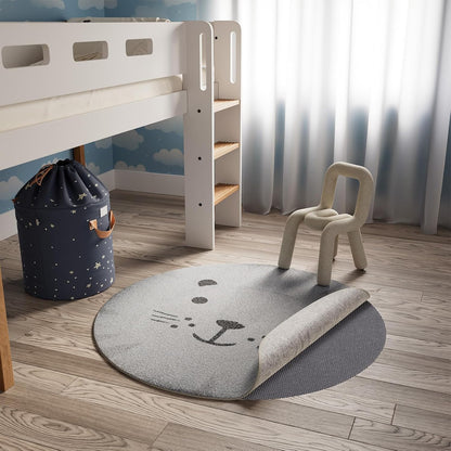 Veken 4 Ft Round Rug Pad - Non-Slip Gripper for Hardwood & Tile Floors | Thick Dark Grey Anti-Skid Mat
