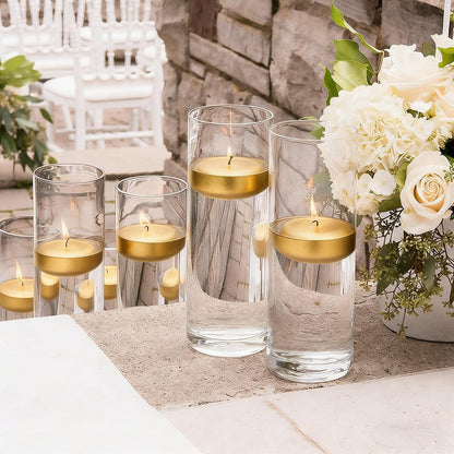 Gold Floating Candles 3 Inch 12 Pack – Paraffin Wax Floating Candle for Weddings, Centerpieces, Parties & Holiday Décor – Elegant, Long Burning & Clean Flame