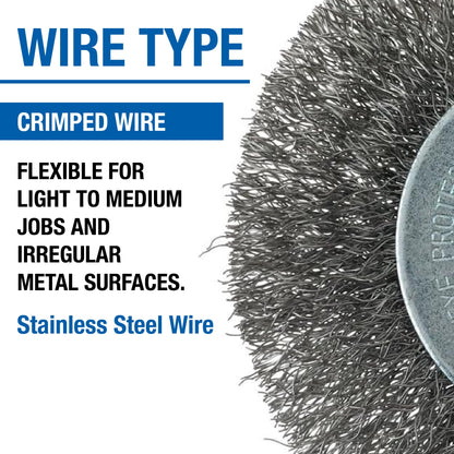 Mercer Industries 182050B - 3" x 1/4" Shank Crimped Wire Wheels, .008 Stainless Steel Wire (20 pack)