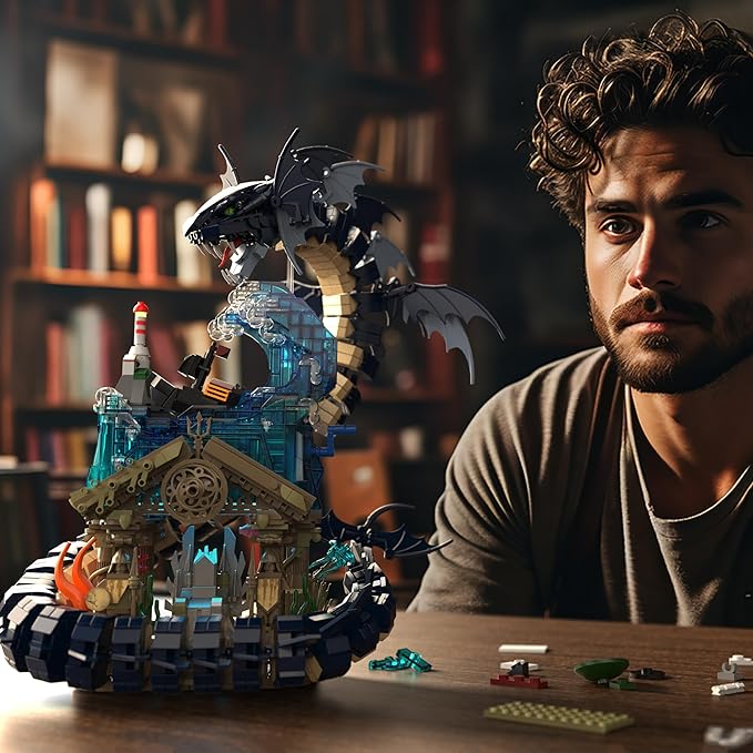 Medieval Building Toys Dragon Building Blocks Set for Adults Teens Boys Girls 14+ Years Old DIY Model Building Kits Hobbies Decor Graduation Birthday Housewarming (2210PCS)