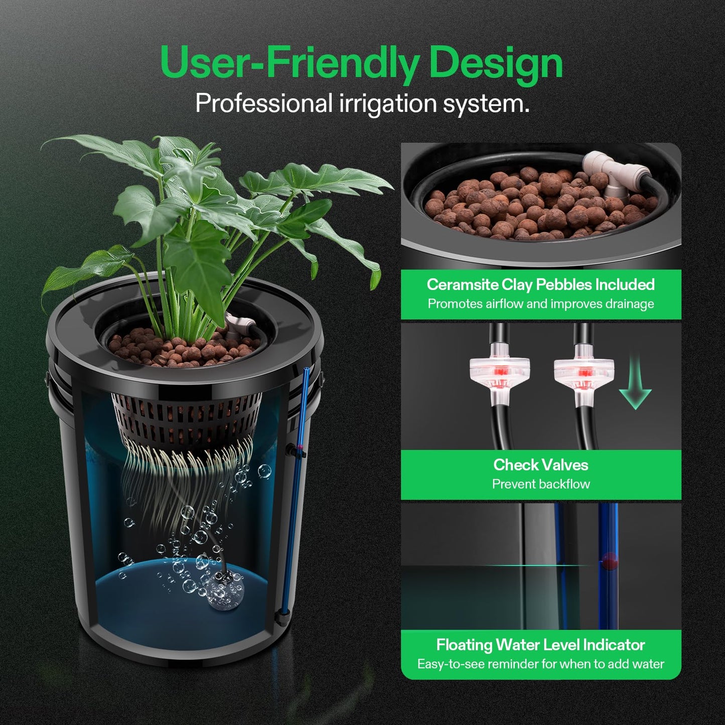 VIVOSUN DWC Hydroponic Growing System, 5-Gallon Deep Water Culture with Digital pH and TDS Meter Kits, 0.01pH High Accuracy Pen Type pH Meter ± 2% Readout Accuracy 3-in-1 TDS EC for Hydroponics, Pool