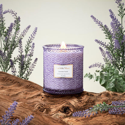 LA JOLIE MUSE Lavender Suede Scented Candle for Home |19 oz Non Toxic Soy Wax | Large Purple Jar Candle | Aromatherapy Candles | Luxury Gifts for Women & Men