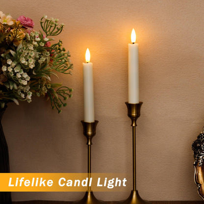 AFINETH 6.4 Inch Flameless Taper Candles with Remote, Short Flickering Battery Operated Candles, Ivory Led Flameless Candlesticks for Weeding Home Party Festival Decor, 6 Pack