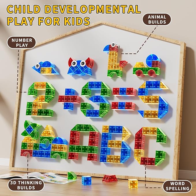 Magnet Toy for Toddlers 3-5 115 Pieces Magnet Building Toys for Kids 4-8 Preschool Educational Christmas Birthday Gifts Toys for Kids Ages 3-5 Year Old Boys and Girls
