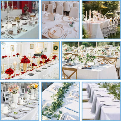 Kesfey 6 Packs White Table Cloths Rectangle 70 x120 inch Washable Polyester Fabric White Tablecloths for 6-8 Ft Tables Stain and Wrinkle Resistant Reusable Table Covers for Parties Wedding Banquet