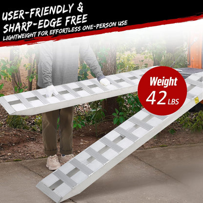 GarveeTech 94"x 15"Aluminum Trailer Ramps, 6000 Lbs Capacity Heavy-Duty Loading Ramps with Top Hook Attaching End, Universal Alu Loading Ramp for Truck Auto,Tractor,Motorcycle, Lawn Mower