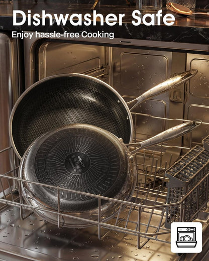 USELUCK Nonstick Frying Pans with Lid, 12-Inch Non Stick Skillet with Honeycomb Surface,Dishwasher-Friendly,Oven-Safe,Induction Compatible,PFAS-Free,Non-Toxic,Compatible with All Cooktops.