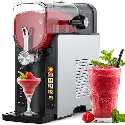 Slushie Machine,No Ice Needed Slushy Machine for Home,6 Preset,Real-Time Temp Display,Auto-Clean,Frozen Margaritas,Cocktails,Frappés,Ice Cream,Smoothies,Milkshakes,Summer Parties
