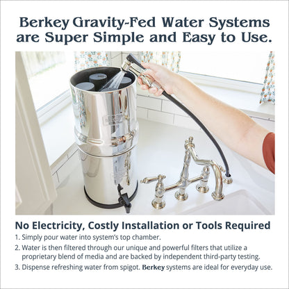 Crown Berkey Gravity-Fed Water Filter System 6 Gallon with 2 Black Berkey Elements, 2 PF-2 Fluoride and Arsenic Reduction Elements