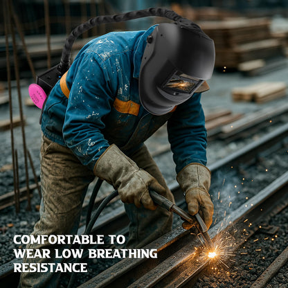 Owenri Welding Helmet Auto Darkening with Air Fed System, Powered Air Purifying Respirator (PAPR) True Color Welding Mask, Upgraded Arc Sensor 4/9-13 for TIG MIG ARC Welding Mask