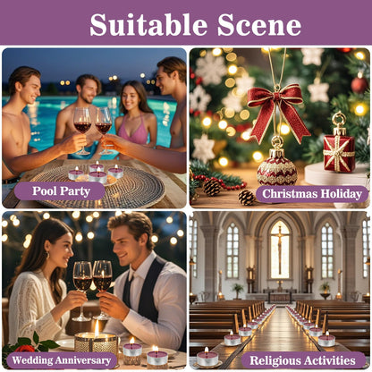 Purple Tea Lights Candles Bulk - 25Pcs MAQIHAN Tea Candles Mini Votive Mini Candle with Cotton Wick for Home Decoration,Pool,Shabbat,Wedding,Emergencies