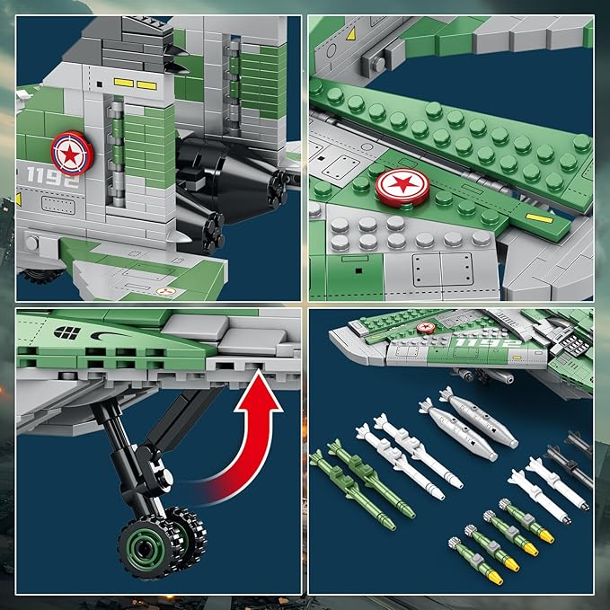 Reobrix Fighter Jet Building Sets for Adults Military Fighter Display Model 33024 Technical Military Plane Collectible Set Toys Gifts for Aviation Fans Boys Girls 14+ (1387 PCS)