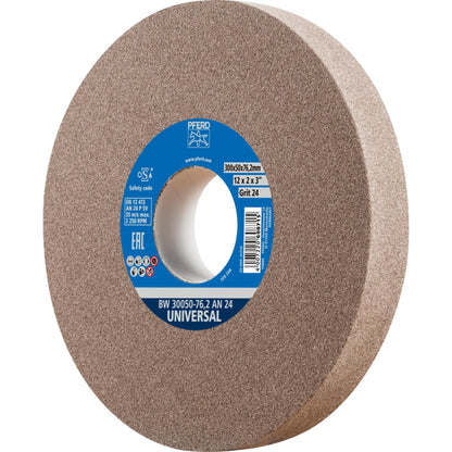 PFERD Vitrified Bench Grinding Wheel – Universal, 12" Diameter, 2" Thick, 3" Arbor, 24 Grit, Aluminum Oxide, for General Metalworking - Part 61778