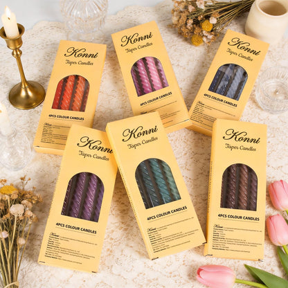 Coffee Spiral Taper Candles, 10 inch Gradient Twisted Candles,4 Pack Unscented and Smokeless Long Burning Candles with Cotton Wicks,Tall Candlesticks,Ideal for Weddings, Dinner Parties, and Home Décor