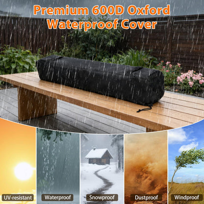 GRISUN 36" Table Top Propane Fire Pit, 50000 BTU Tabletop Gas Fire Pit, Tabletop Firepit for Patio, Outdoor Portable Fireplace, Rectangular Fire Bowl with Glass Wind Guard, Glass Beads & Cover