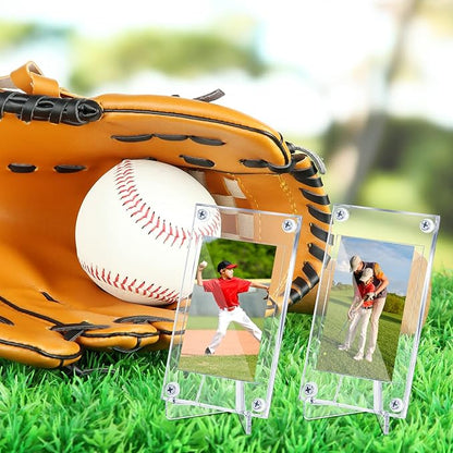 30 Pcs Screw Trading Card Protector with Display Stands Acrylic 35 PT Baseball Card Holder for Football Sports Game Business Display