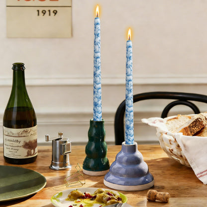 Handmade Printed Candles 10 in Long Candle Sticks Unscented Candle Blue and White Porcelain Pattern Candles for Home Wedding Dinner Holiday Party
