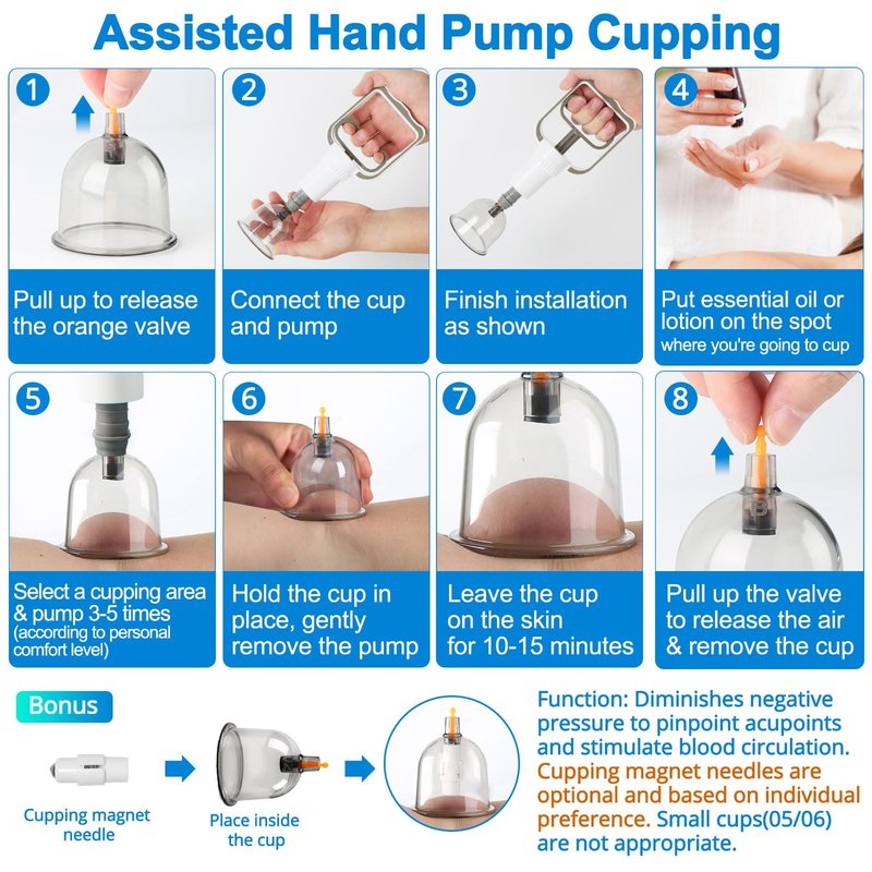 Eambond Cupping Kit, Cupping Therapy Sets Massage Back, Pain Relief, Physical Therapy, Chinese Muscle Cupping Tool with Pump & Vacuum Silicone Cups for Cellulite Reduction at Home
