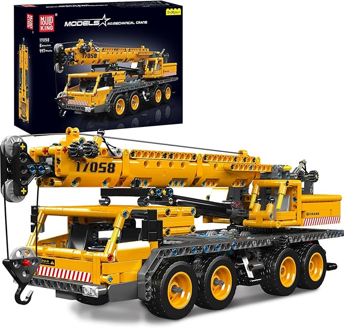 Mould King 17058 City Mobile Crane Truck Toy Building Set Construction Vehicle Model Blocks Kit for Adults Toys Gifts for Kids Children Playset for Boys and Girls Ages 8+(997 Pieces)