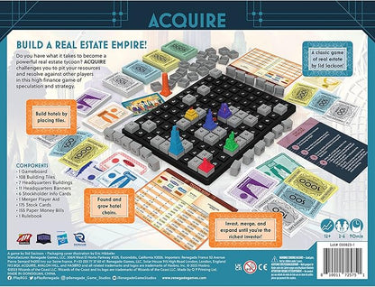 Renegade Game Studios Acquire Strategy Board Game 2-6 Players Classic &amp Tycoon Modes Ages 12+