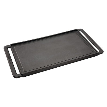 Cuisinart Reversible Cast Iron Grill/Griddle Plate, 15.75” x 9” Pre-Seasoned Cooking Surface with Flat and Ribbed Sides, Stovetop Griddle for Electric Ranges, Use on Stove, Campfire, or Gas Grill