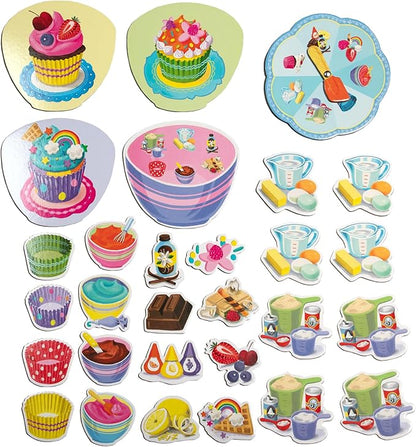 eeBoo: Cupcake Shaped Spinner Game - Animal &amp Baking Themed Game for Kids Spin to Collect Ingredients Preschool Ages 3+ 2-4 Players