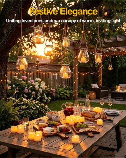 Gmnee 24Pcs Flameless Tealights Candles, 200+Hours LED Candles, Small Tea Lights Candles Battery Operated for Christmas, Wedding, Party, and Halloween Decoration