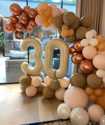 Cream Number 1 Balloon 40 Inch, 1st Birthday Balloon for Baby Boy Girl Toddler First Birthday Decorations, Shiny Cream Party Supplies