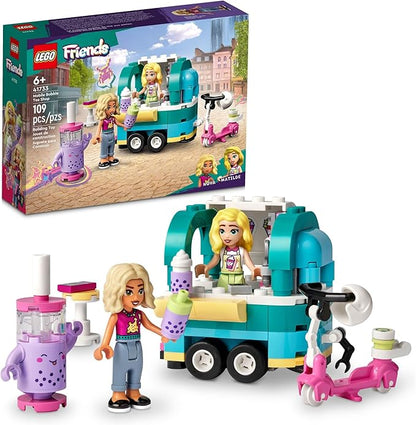 LEGO Friends Mobile Bubble Tea Shop Toy Building Set 41733 Fun Pretend Play Toy Vehicle Set with Toy Scooter Mobile Cart Cash Register Play Store Gift Idea for Girls Kids Boys Ages 6+ Years Old