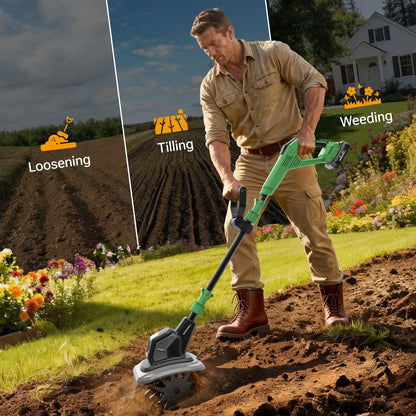 WORKPROX 20V Cordless Tiller Cultivator, 4×12 Durable Steel tines, 8-Inch Wide & Deep Garden Rototiller, 4.0Ah Battery Powered, Electric Cultivator for Soil, Lawn & Garden