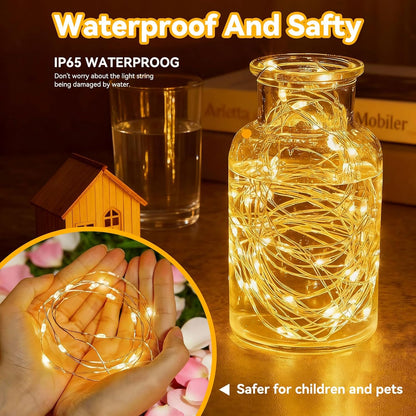 Twinkle Fairy Lights - 33ft 100 LED Waterproof String Lights with Remote & Timer | Warm White for Bedroom, Party & Christmas Decor