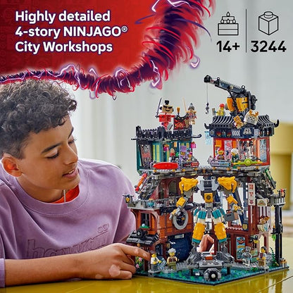 LEGO NINJAGO City Workshops Building Toy - Ninja Set for Boys &amp Girls Ages 14+ - Gift for Teens - Includes 10 Minifigures and a Mech - for Play and Display - 71837
