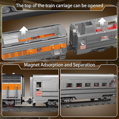 Mould King 12018 Train Building Blocks Sets Remote/App Control EMD F7 Internal Combustion Locomotive Kits Scale Model with Tracks for Adults Teen(1541 PCS)