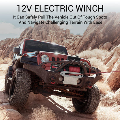 10,000LB Electric Vehicle Winch - 12V Electric Winch with Wireless Remote, 85Ft Synthetic Rope & IP67 Waterproof Design - Heavy Duty Off-Road Winch for Wrangler, UTV, ATV, Trucks