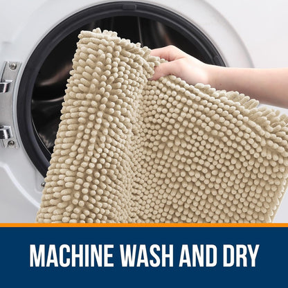 OLANLY Bathroom Rugs - Extra Soft Chenille Bath Mats | Quick-Dry, Machine Washable, 44x24, Beige