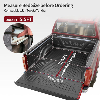 oEdRo Soft Quad Fold Truck Bed Tonneau Cover Compatible with 2014-2021 Toyota Tundra (Excl.Trail) 5.5 ft Bed, Fleetside with Deck Rail System