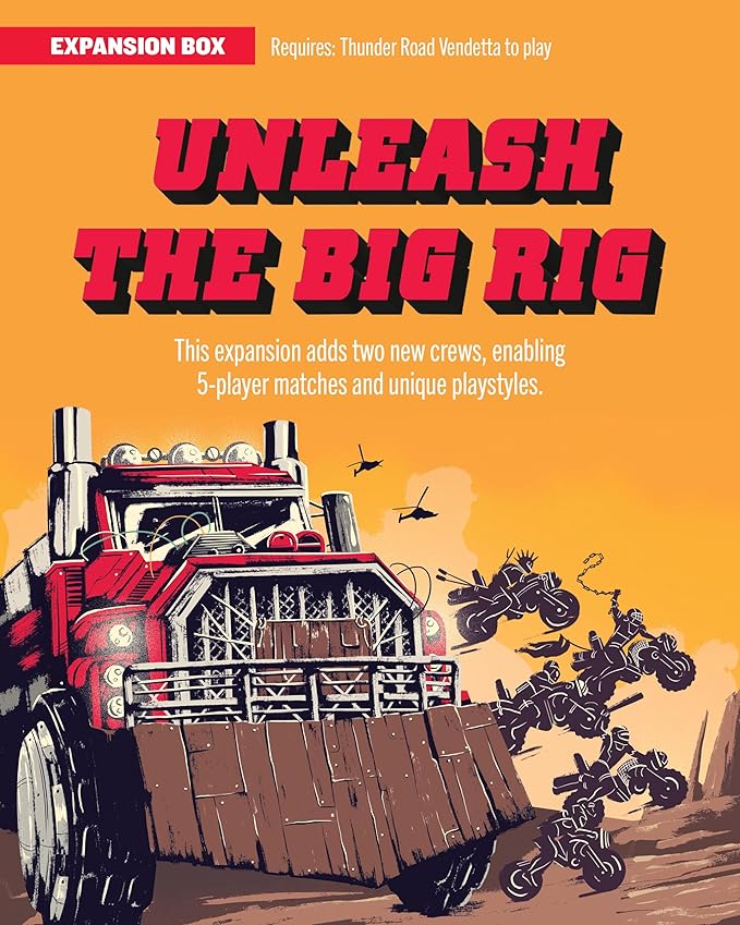 Restoration Games Thunder Road Vendetta Big Rig &amp The Final 5 - Racing and Strategy Board Game for Adults - Post-Apocalyptic Demolition Derby Racing Game - 2-5 Players - 30-75 Min Playtime - Ages