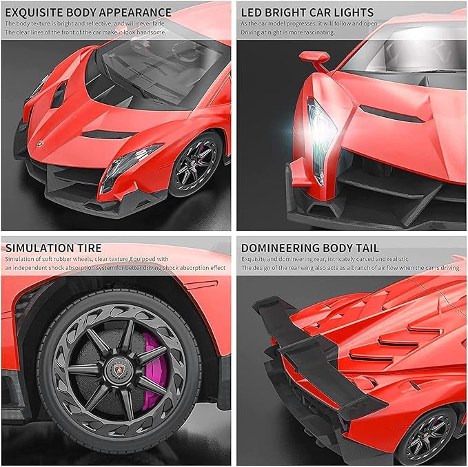 Remote Control Car RC Cars Racing Car 1:18 Licensed Toy RC Car Compatible with Lamborghini Model Vehicle for Boys 678 Years Old Halloween red