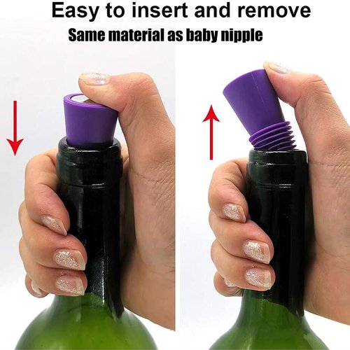 FXHDC-M 4 pcs Reusable Cork Novelty Wine Bottle Stoppers Rubber for Bottles of Opened Win Cork to Keep The Wine Champagne Beer Fresh