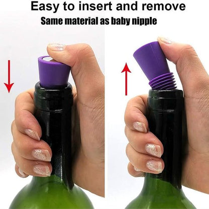 FXHDC-M 4 pcs Reusable Cork Novelty Wine Bottle Stoppers Rubber for Bottles of Opened Win Cork to Keep The Wine Champagne Beer Fresh