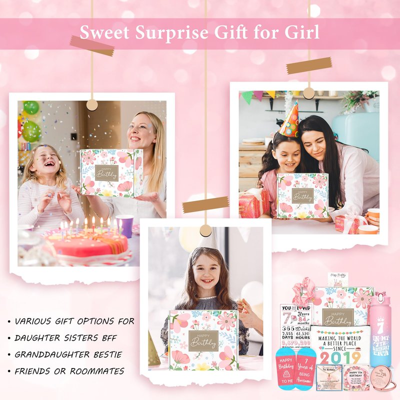 7 Year Old Girl Birthday Gifts for 7 Years Old Girls Gift Ideas Trending 7th Birthday Gifts for Girls Cool Seven Year Olds Girl Gift Happy 7th Decoration Present Popular Things with Tumbler Canvas Bag