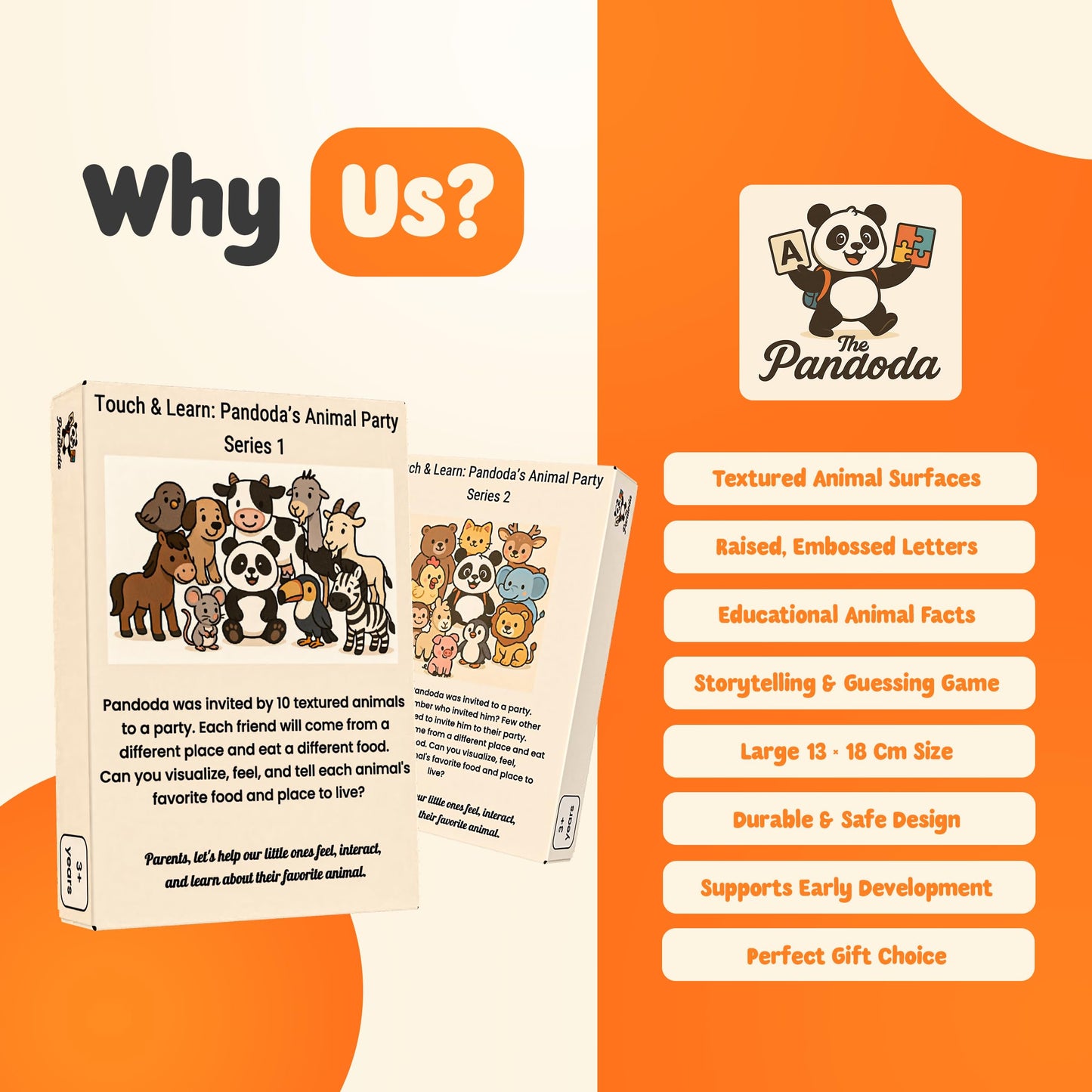 Touch & Feel Textured Animal Flashcards – Montessori Sensory Cards with Embossed Letters for Toddlers | Speech Development, Visual Learning, Travel Friendly Play & Party Favor (Series 1)