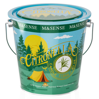 M&SENSE Citronella Candles Outdoor, 250 Hours Burn Natural Citronella Oil Soy Candle for Patio Camping, 40 oz Large Long Lasting Lemongrass Summer Candles for Indoor Home Scented