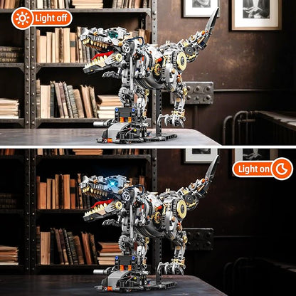 Ideas Mechanical Tyrannosaurus Building Set with Light Creative Jurassic T-Rex Animal Toy for Home Office Decor Compatible with Lego Dinosaur Gift for Adult Teens Boys 8-12(1268 PCS)