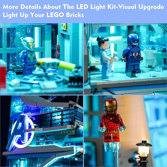 LED Light Kit Compatible with Lego Avengers Tower 76269 DIY Creative Lighting Set Accessories Compatible with Lego 76269 Building Set (Lights Only No Models)