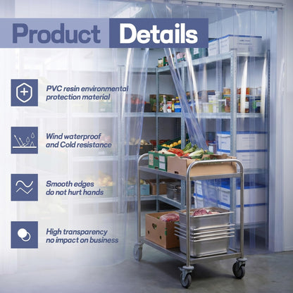 Juexica 96 x 96 Inch PVC Strip Door Curtain Kit, Heavy Duty Waterproof Clear Door Curtain for Walk-in Cooler, Freezer, Warehouse & Garage, Hurricane Shutters, Energy Saving and Easy Install(Clear)