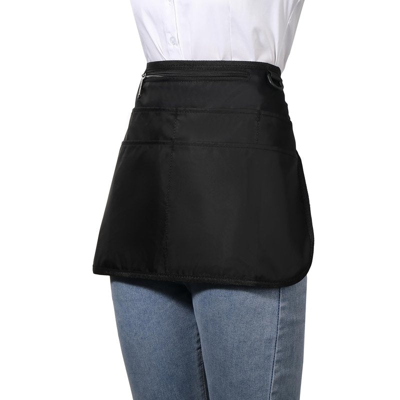 Bafelia Waterproof Server Apron for Women with 6 Pockets,Quickly Put on and Take off Waitress Apron,Work Apron for Bartender Barista (1, Black)