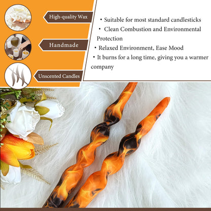 Flame Candle 10 inch Spiral Candlesticks Unscented Taper Candles Handmade Candle for Dinner Household Wedding Party Housewarming Home Décor Candles