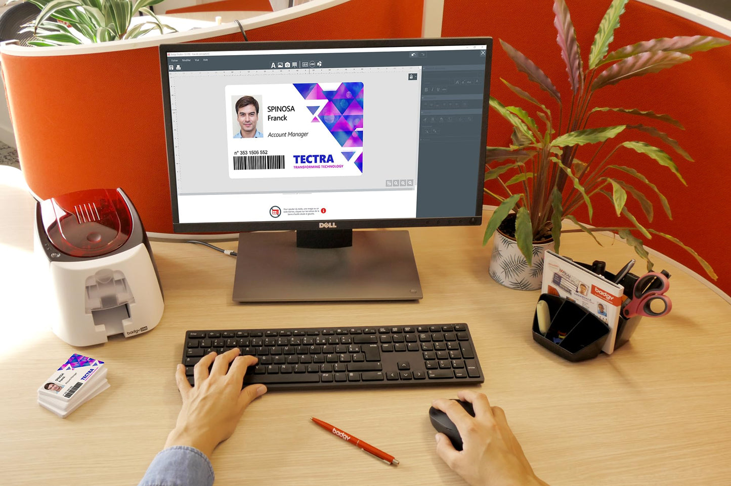Badgy100 Plastic Card Printer with Badge Studio - ID Design Software for Full Color, Custom, Tamper Proof ID Badges in Seconds